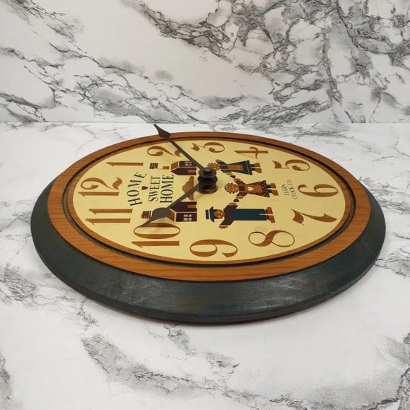 Elgin Clock Solid Wood Home Sweet Home Vintage - Picture 5 of 8